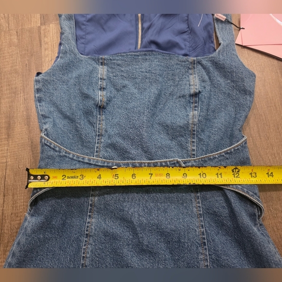 NWT AVEC LES FILLES denim Corset Mini Dress Blue Jeans Revolve Boho Spell Xs - Picture 8 of 12